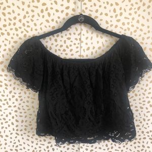 Express XS off the shoulder lace crop top